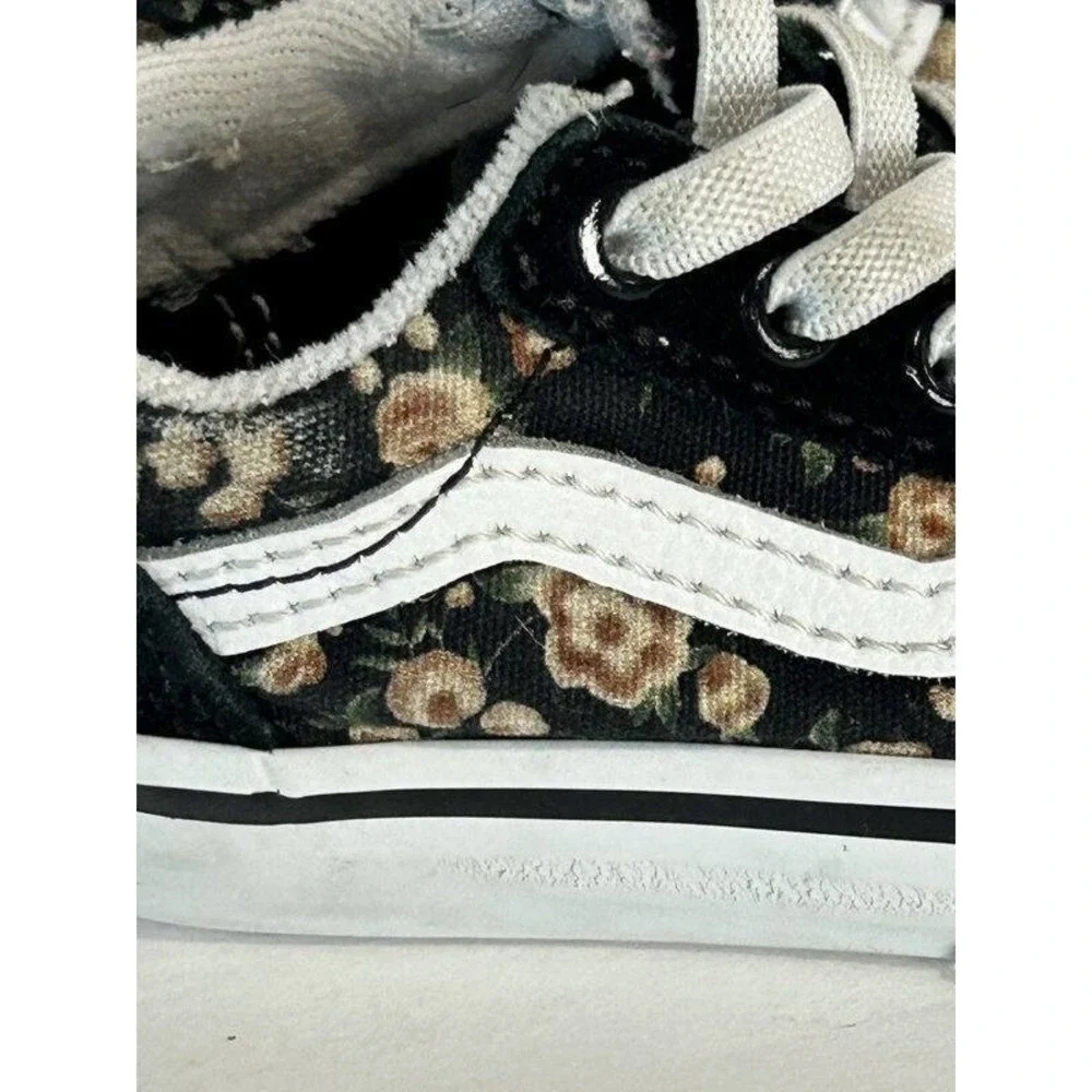 Vans Baby Old Skool Black Floral Look Print Slip On Shoes Infant Size 2